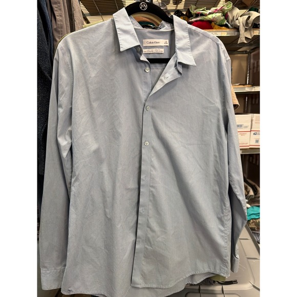 Calvin Klein Other - Calvin Klein Mens Non Iron Fit Dress Shirt Blue White Stripe L 16-16.5 34/35